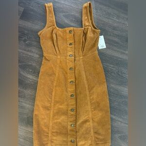 Burnt Orange buttoned Corduroy dress